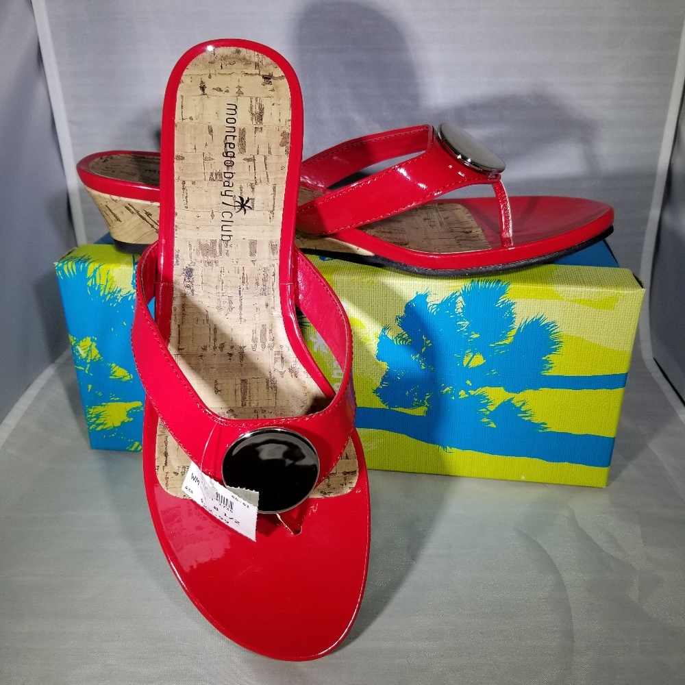 Montego Bay Club Viera Red Low Heel Sandle 8.5